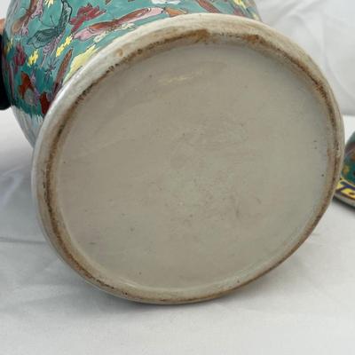 Hand Painted Porcelain Ginger Jar w/ Butterflies & Flowers (DR-RG)