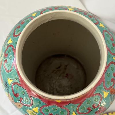 Hand Painted Porcelain Ginger Jar w/ Butterflies & Flowers (DR-RG)
