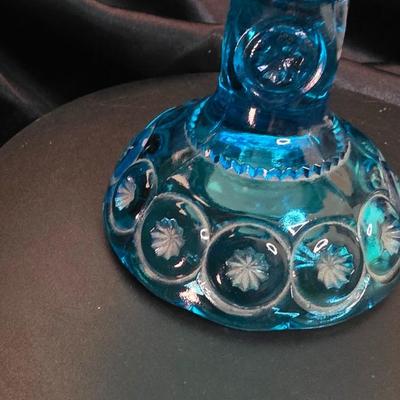 Vintage Bluenique 1968 Compote Bowl - Turquoise Blue Glass Elegance
