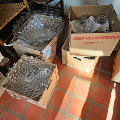 Fostoria Style Glass Punch Bowl Set & More (O-JS)