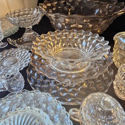 Fostoria Style Glass Punch Bowl Set & More (O-JS)