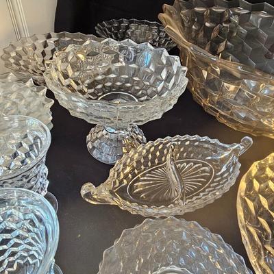 Fostoria Style Glass Punch Bowl Set & More (O-JS)