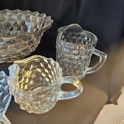 Fostoria Style Glass Punch Bowl Set & More (O-JS)