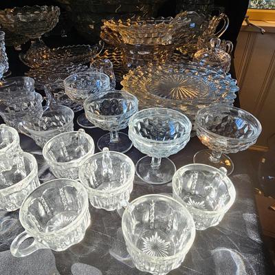 Fostoria Style Glass Punch Bowl Set & More (O-JS)