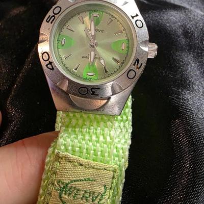 Swerve Lime Green Sport Watch with Rotating-Style Bezel & Nylon Velcro Band – Rugged Youth/Outdoor Wristwatch