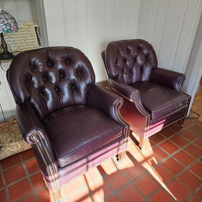 Two Hancock & Moore Leather Arm Chairs (O-JS)