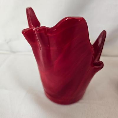 Blue & Red Streaky Glass Plates & More (O-JS)