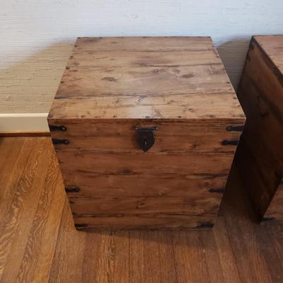 Pair of Cubed Wooden Trunks/Tables (D-KD)
