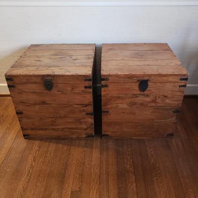 Pair of Cubed Wooden Trunks/Tables (D-KD)