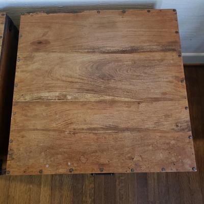 Pair of Cubed Wooden Trunks/Tables (D-KD)