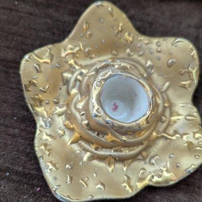 Gold in Color Bowl and Candle Holders.