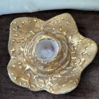 Gold in Color Bowl and Candle Holders.