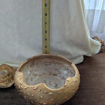 Gold in Color Bowl and Candle Holders.