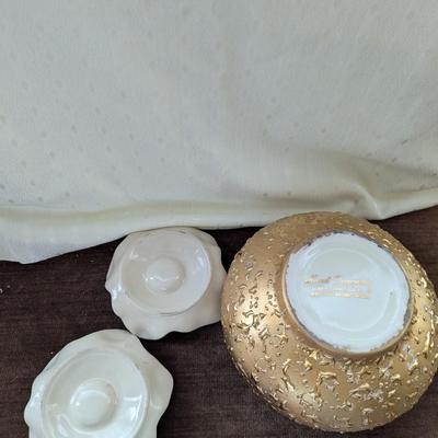 Gold in Color Bowl and Candle Holders.