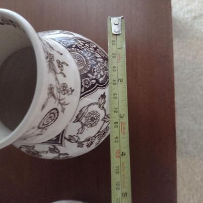 Vintage Hill Pottery Wash/Vanity Set- Bowl, Pitcher with Lid, Powder Dish, Tall Vase (Stand not Included)