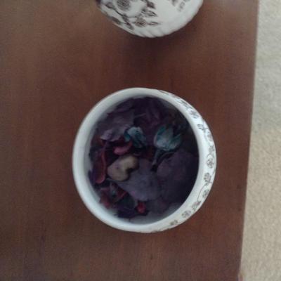 Vintage Hill Pottery Wash/Vanity Set- Bowl, Pitcher with Lid, Powder Dish, Tall Vase (Stand not Included)