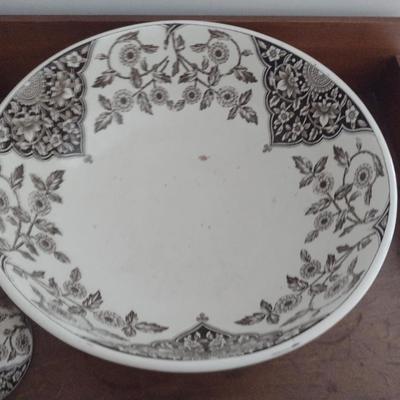 Vintage Hill Pottery Wash/Vanity Set- Bowl, Pitcher with Lid, Powder Dish, Tall Vase (Stand not Included)