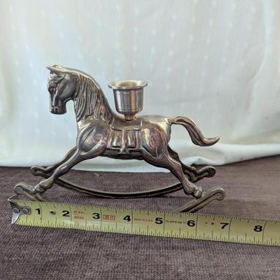 Brass rocking horse candle holder