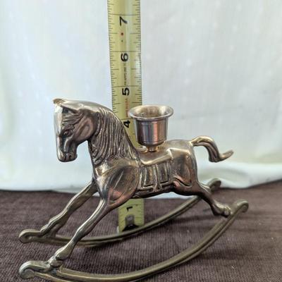 Brass rocking horse candle holder