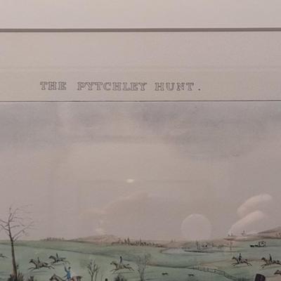 'In Full Cry- Yoi Forward' The Pytchley Hunt- Equestrian Fox Hunt Print Framed Behind Glass