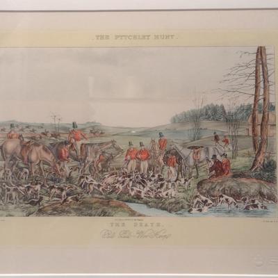 'The Death: Pull Pull- Woo Hoop' The Pytchley Hunt- Equestrian Print Framed Behind Glass