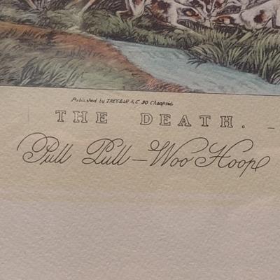 'The Death: Pull Pull- Woo Hoop' The Pytchley Hunt- Equestrian Print Framed Behind Glass