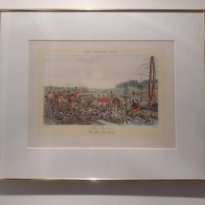 'The Death: Pull Pull- Woo Hoop' The Pytchley Hunt- Equestrian Print Framed Behind Glass