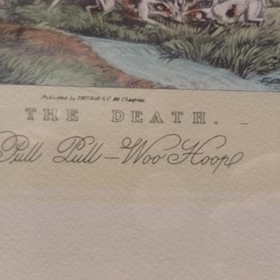 'The Death: Pull Pull- Woo Hoop' The Pytchley Hunt- Equestrian Print Framed Behind Glass