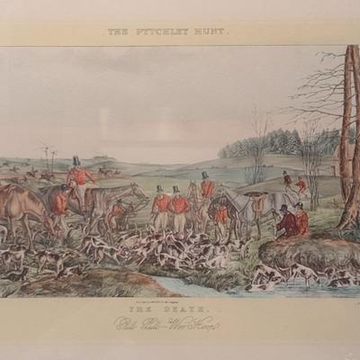 'The Death: Pull Pull- Woo Hoop' The Pytchley Hunt- Equestrian Print Framed Behind Glass