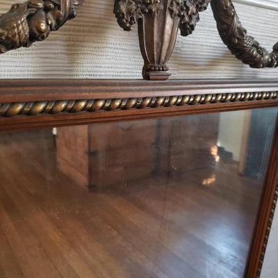 Antique Wall Mirror W/ Carved Urn Design (D-KD)