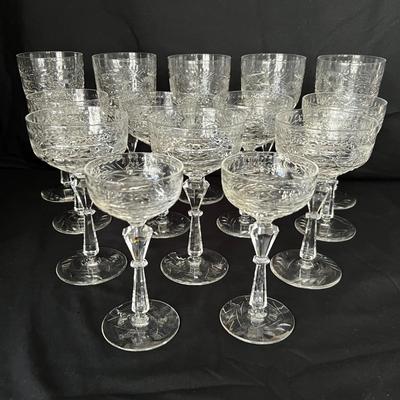 Wine, Champagne & Cocktail Glasses w/Faceted Stems (DR-RG)