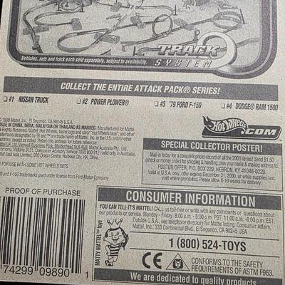 1999 Hot Wheels Attack Pack Series #3 of 4 '79 Ford F-150 | Collector #1023 Black w/ Neon Green-Yellow Flames | Sealed Original Card...