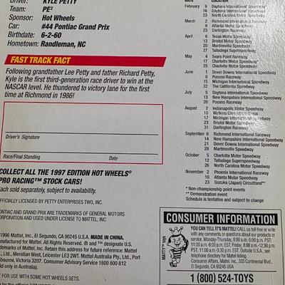 First Edition w/ Card 1997 Hot Wheels Pro Racing Kyle Petty #44 Pontiac Grand Prix | Sealed NASCAR Diecast w/ Deluxe Rubber Tires |...