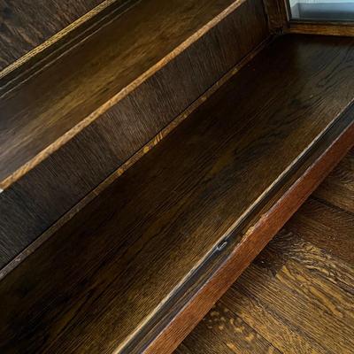 Tiger Oak Glass Front Bookcase w/ Carved Columns (DR-RG)