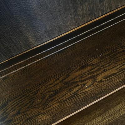 Tiger Oak Glass Front Bookcase w/ Carved Columns (DR-RG)