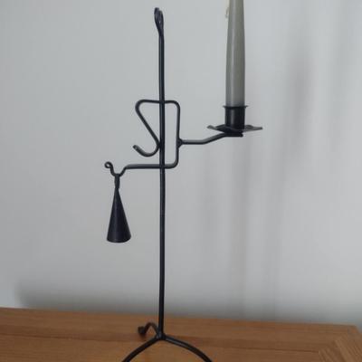 Wrought Metal Candle Holder with Snuffer