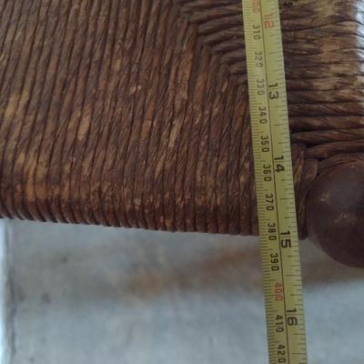 Wooden Stool with Woven Rush Seat