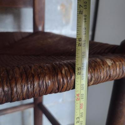 Wooden Stool with Woven Rush Seat