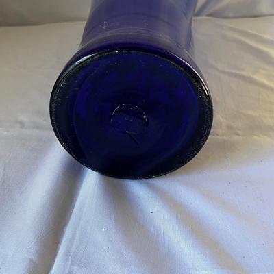 One Cobalt Blue Glass Floor Vase & Willow Branch Decor (DR-RG)