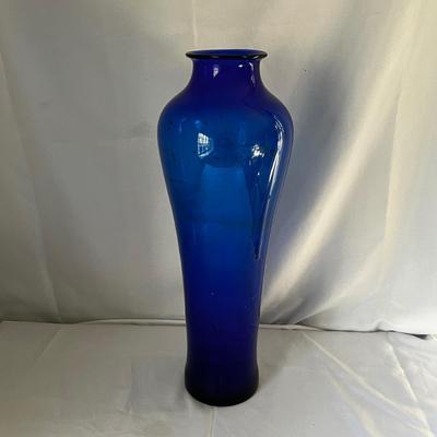 One Cobalt Blue Glass Floor Vase & Willow Branch Decor (DR-RG)