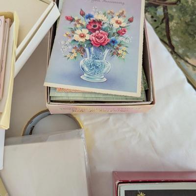 Mixture of vintage cards and stationary