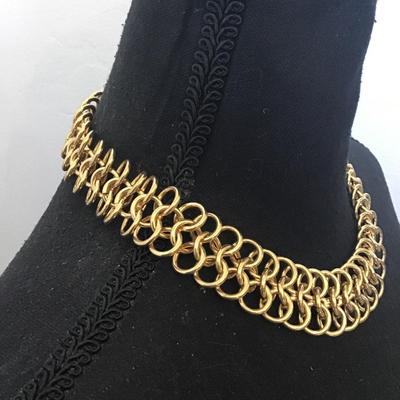Vintage 1990s wolverine gold chain chunky collar, necklace, statement necklace