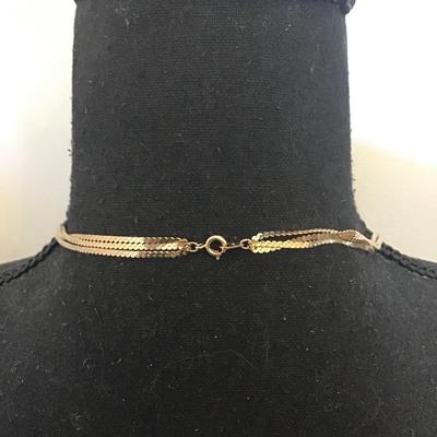 Vintage goldtone, multi strand, flat chain necklaces, vintage