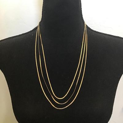 Vintage goldtone, multi strand, flat chain necklaces, vintage