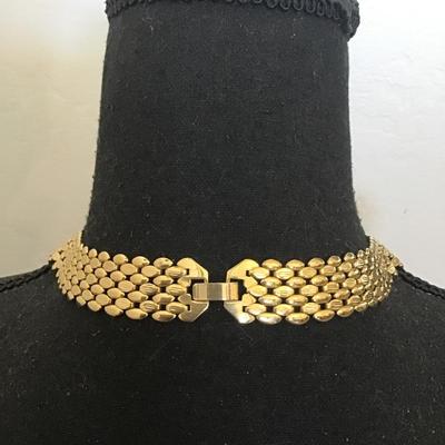 Vintage gold tone , panther, link, necklace, wide statement, necklace