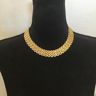Vintage gold tone , panther, link, necklace, wide statement, necklace