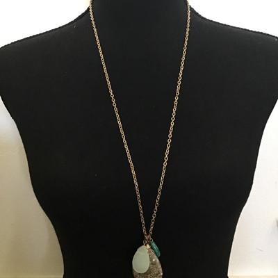 Beautiful, gold tone, stone multi stone charm necklace