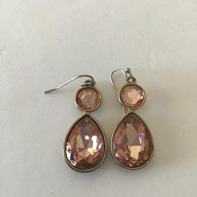 Light peach, gold tone, dangle earrings