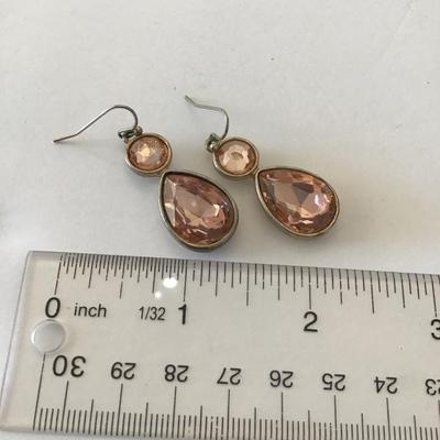 Light peach, gold tone, dangle earrings