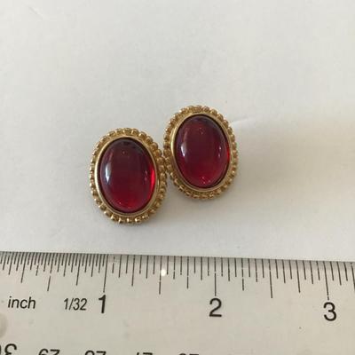 Vintage, gold, toned faux stone stud Earrings